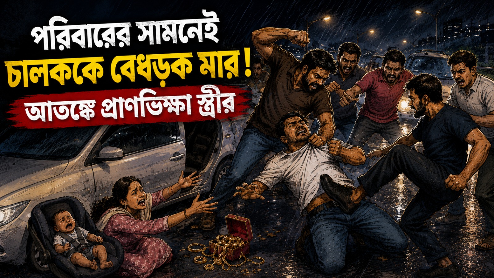 পরিবারের সামনেই চালককে বেধড়ক মার! আতঙ্কে প্রাণভিক্ষা স্ত্রীর