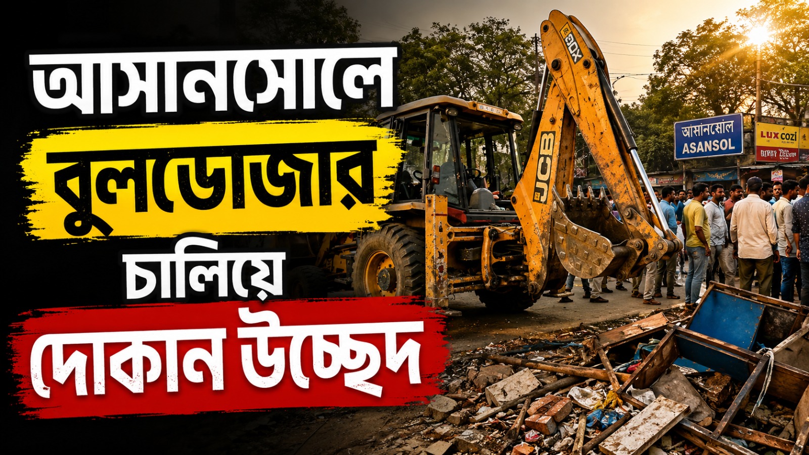 আসানসোলেও বুলডোজার! ভাঙল ফুটপাথ ও রাস্তায় থাকা দোকান