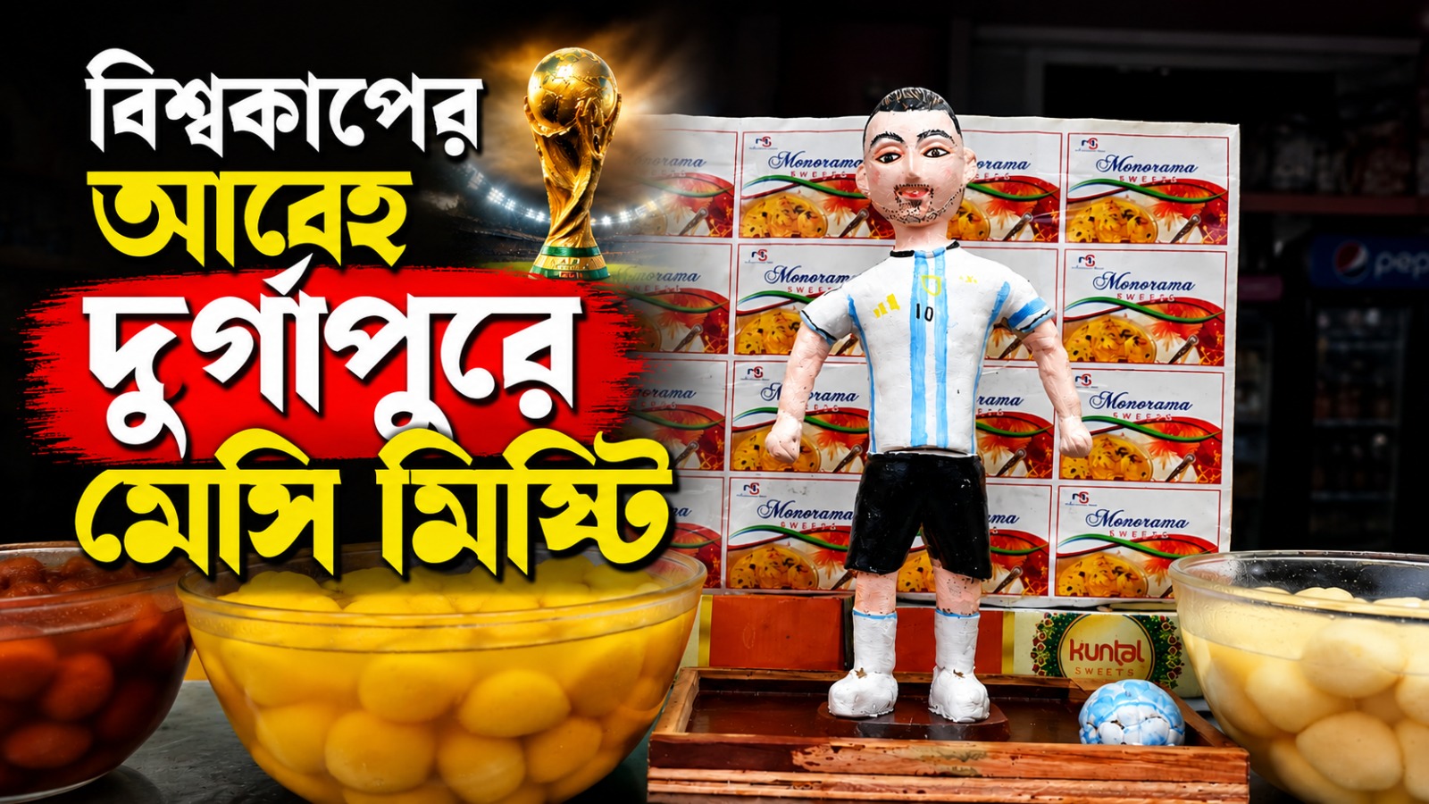 বিশ্বকাপের আবহে মিষ্টি-ফুটবলের দুরন্ত মেলবন্ধন, দুর্গাপুরে ভিন্নরূপে 'মেসি'
