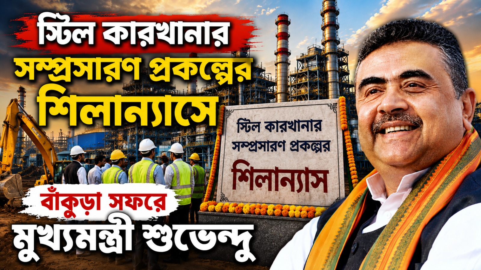 স্টিল কারখানার সম্প্রসারণ প্রকল্পের শিলান্যাসে বাঁকুড়া সফরে মুখ্যমন্ত্রী শুভেন্দু