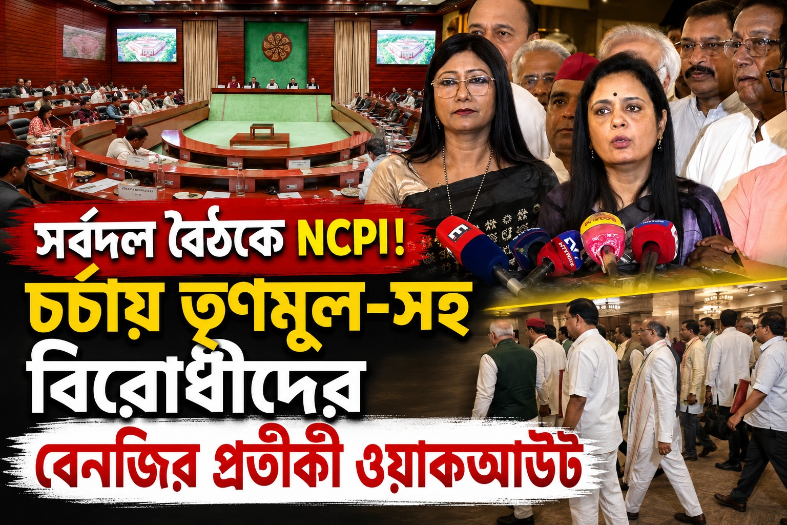 সর্বদল বৈঠকে NCPI! চর্চায় তৃণমূল-সহ বিরোধীদের বেনজির প্রতীকী ওয়াকআউট