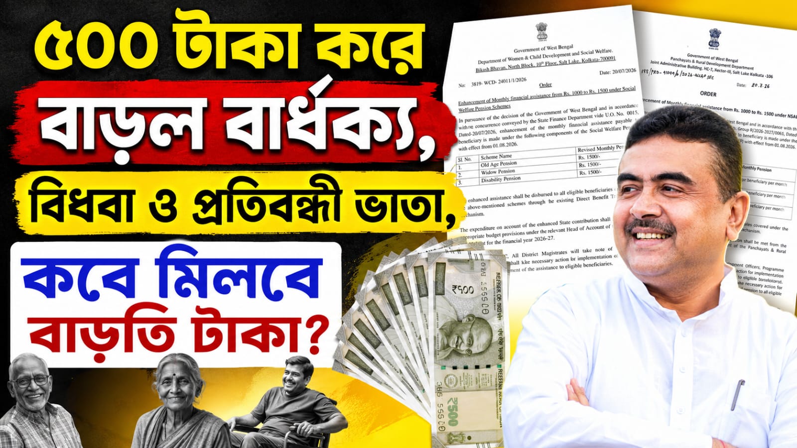 ৫০০ টাকা করে বাড়ল বার্ধক্য, বিধবা ও প্রতিবন্ধী ভাতা, কবে মিলবে বাড়তি টাকা?