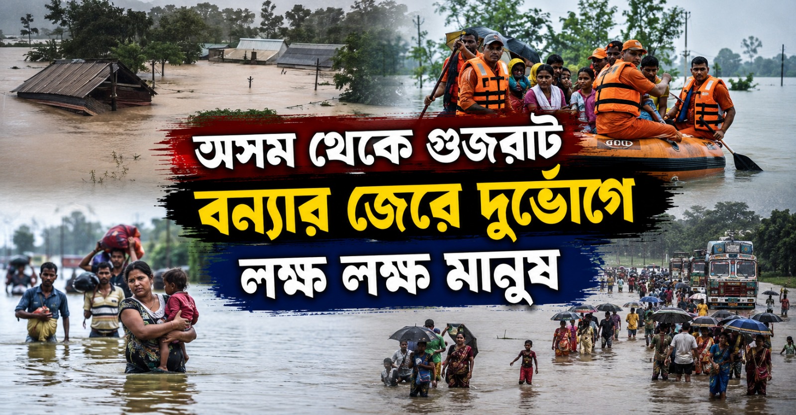 অসম থেকে গুজরাট, বন্যার জেরে দুর্ভোগে লক্ষ লক্ষ মানুষ, মৃত বহু