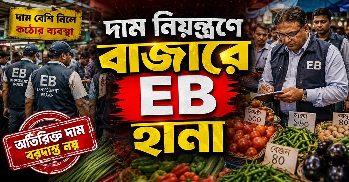 মূল্যবৃদ্ধি নিয়ন্ত্রণে শহরের বিভিন্ন বাজারে এনফোর্সমেন্ট ব্রাঞ্চের হানা