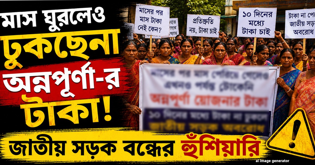 মাস ঘুরলেও ঢুকছেনা অন্নপূর্ণা-র টাকা! জাতীয় সড়ক বন্ধের হুঁশিয়ারি