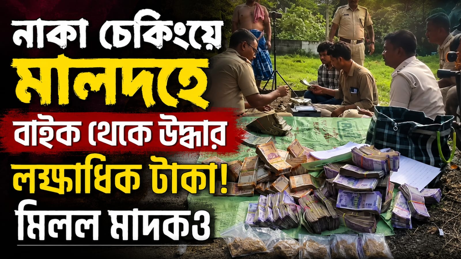 নাকা চেকিংয়ে মালদহে বাইক থেকে উদ্ধার লক্ষাধিক টাকা! মিলল মাদকও