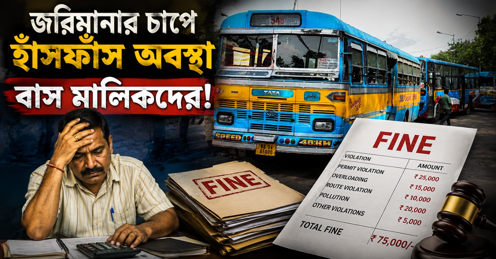 জরিমানার চাপে হাঁসফাঁস অবস্থা বাস মালিকদের!