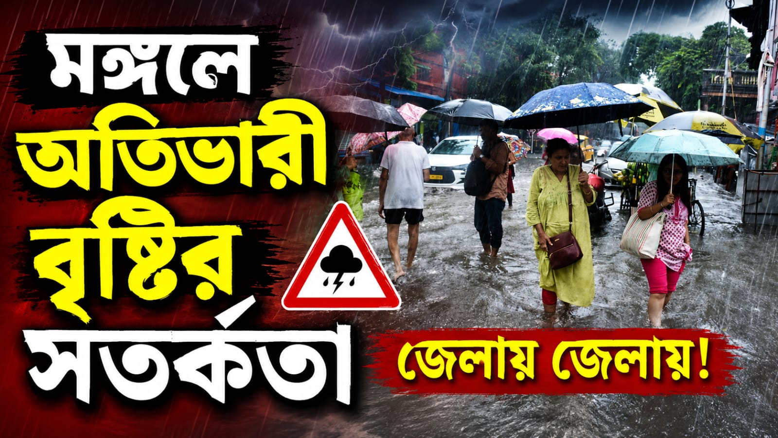 মঙ্গলে অতিভারী বৃষ্টির সতর্কতা জেলায় জেলায়!