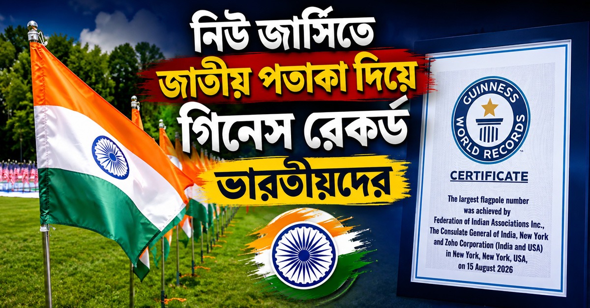 ভারত-আমেরিকার বন্ধুত্বের বার্তা, নিউ জার্সিতে জাতীয় পতাকা দিয়ে গিনেস রেকর্ড ভারতীয়দের