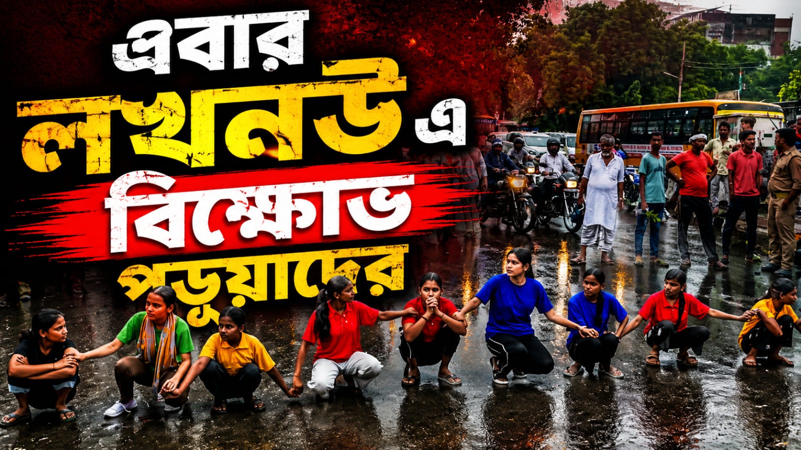 শিক্ষক সংকট ও নিম্নমানের খাবারের অভিযোগ! লখনউয়ে পথ অবরোধ করে বিক্ষোভ আবাসিক স্কুলের ছাত্রীদের