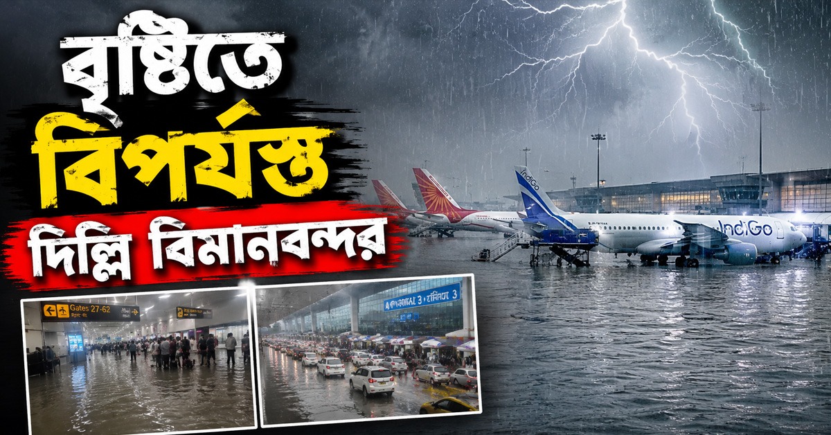 বৃষ্টিতে বিপর্যস্ত দিল্লি বিমানবন্দর: ঘুরানো হল ১৫ উড়ান, নাকাল যাত্রীরা