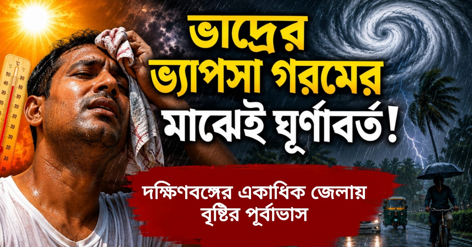 ভাদ্রের ভ্যাপসা গরমের মাঝেই ঘূর্ণাবর্ত! দক্ষিণবঙ্গের একাধিক জেলায় বৃষ্টির পূর্বাভাস