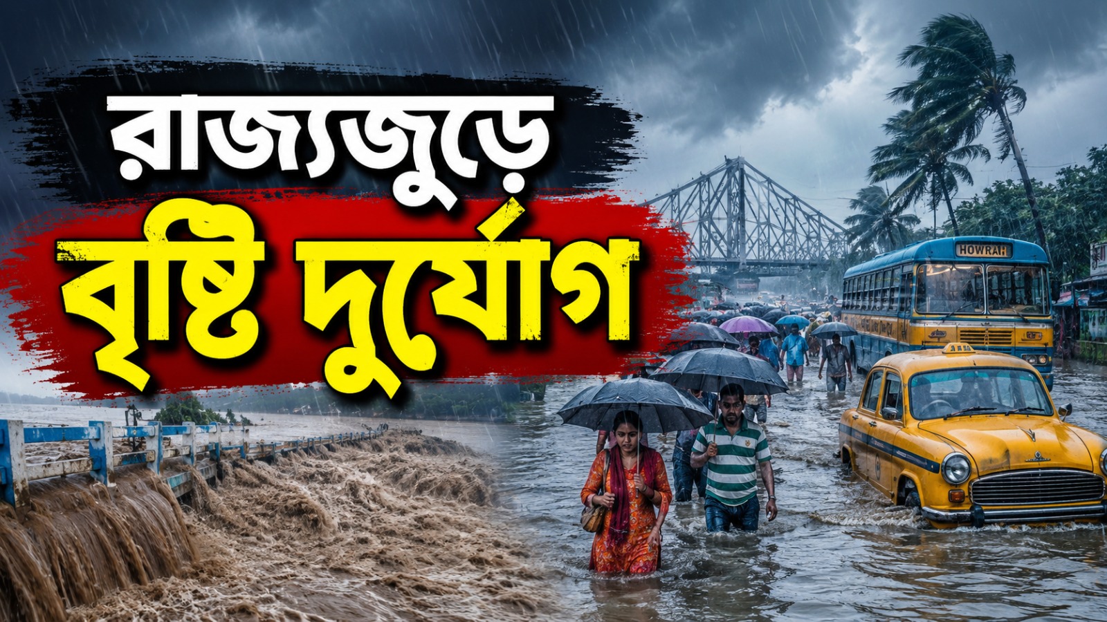 রাজ্যজুড়ে ভারী বৃষ্টি, দুর্যোগ চলবে দিনভর