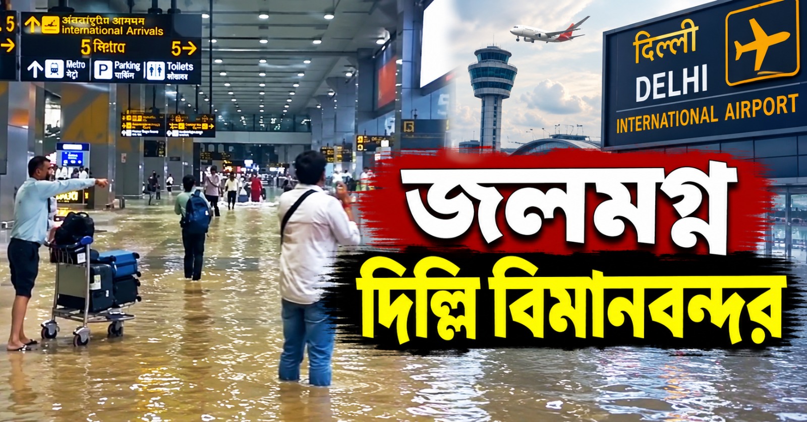 জলমগ্ন দিল্লি বিমানবন্দর, ভারী বৃষ্টিতে ব্যাহত উড়ান পরিষেবা