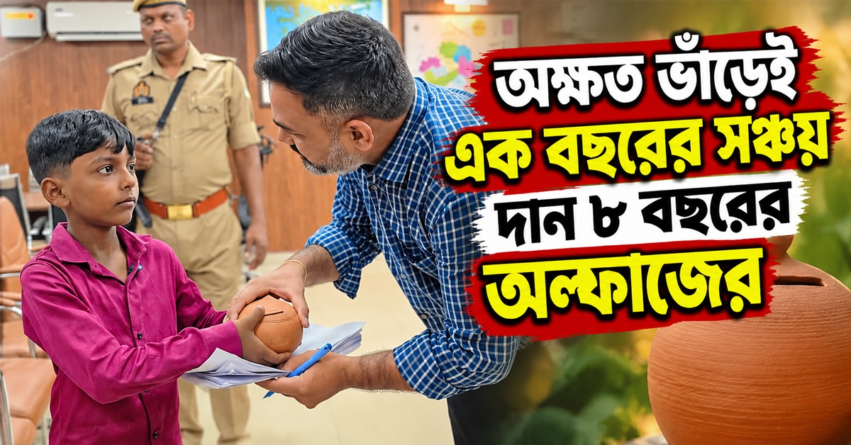 খুদের ভালোবাসা! অক্ষত ভাঁড়েই এক বছরের সঞ্চয় দান ৮ বছরের অল্ফাজের