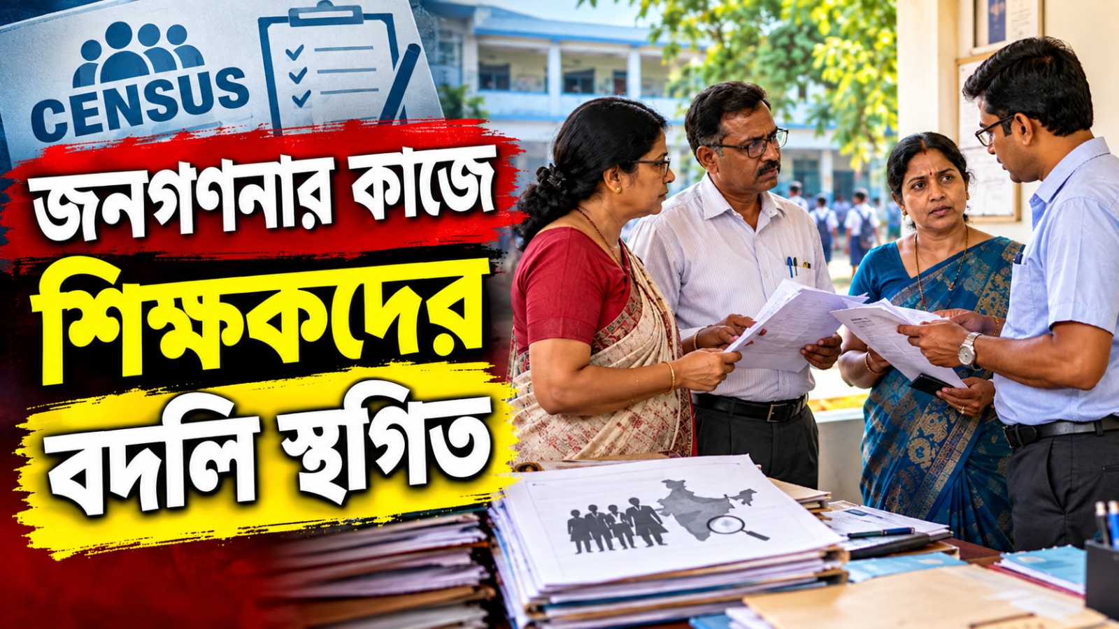 জনগণনার কাজের জন্য শিক্ষকদের বদলি স্থগিত রাখার নির্দেশিকা স্কুলশিক্ষা দফতরের, প্রশ্ন সময়সীমা নিয়ে