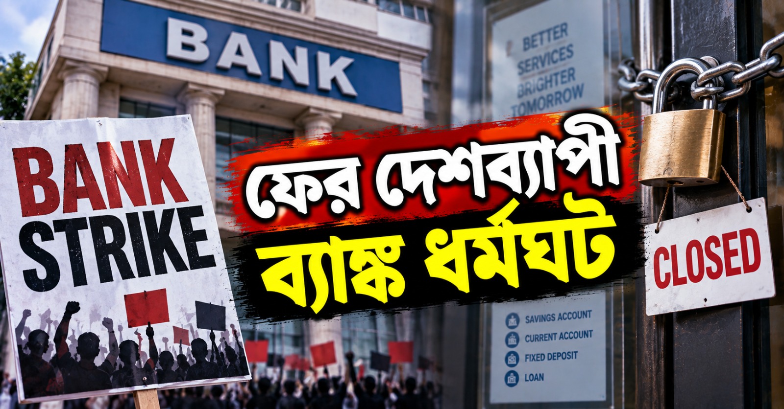 ফের দেশব্যাপী ব্যাঙ্ক ধর্মঘট, ভোগান্তির আশঙ্কা গ্রাহকদের