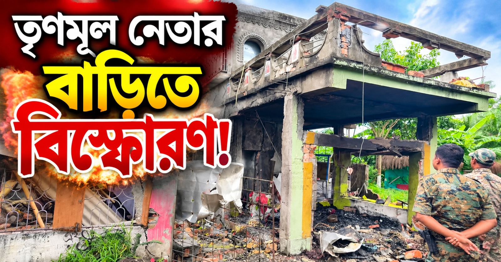 তৃণমূল নেতার বাড়িতে বিস্ফোরণ! উড়ল দরজা-জানলা, ছাদের টিন ১০০ মিটার দূরে