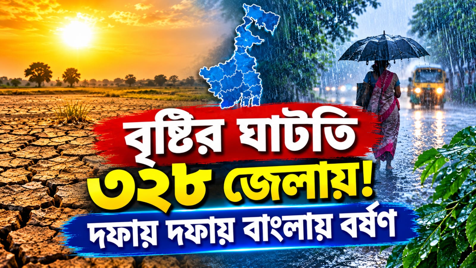বৃষ্টির ঘাটতি ৩২৮ জেলায়! দফায় দফায় বাংলায় বর্ষণ