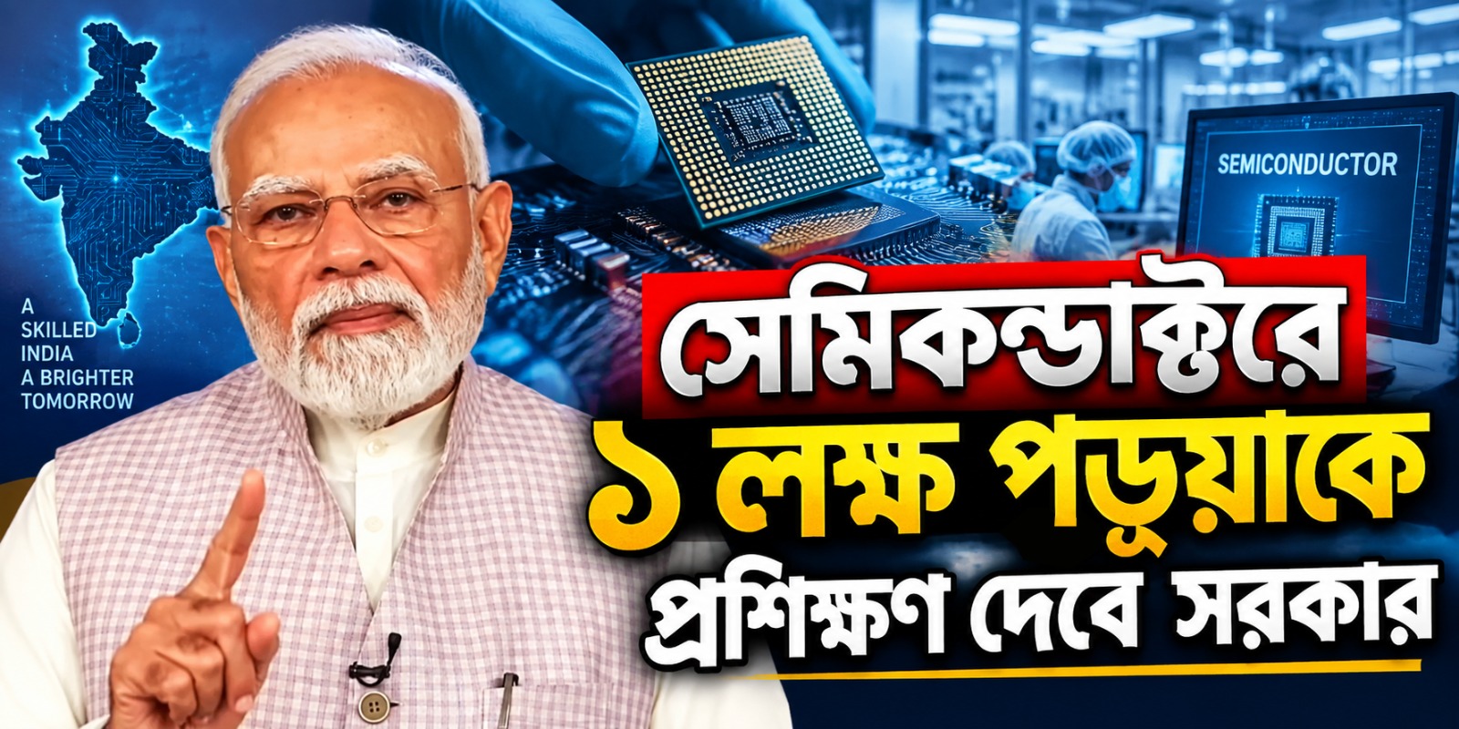 সেমিকন্ডাক্টর শিল্পে বড় চ্যালেঞ্জ! ১ লক্ষ পড়ুয়াকে প্রশিক্ষণ দেবে সরকার, ঘোষণা মোদির