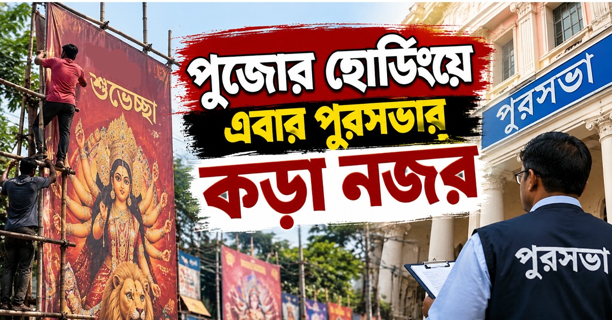 পুজোর হোর্ডিংয়ে এবার পুরসভার কড়া নজর, বেঁধে দেওয়া হল সময়সীমা