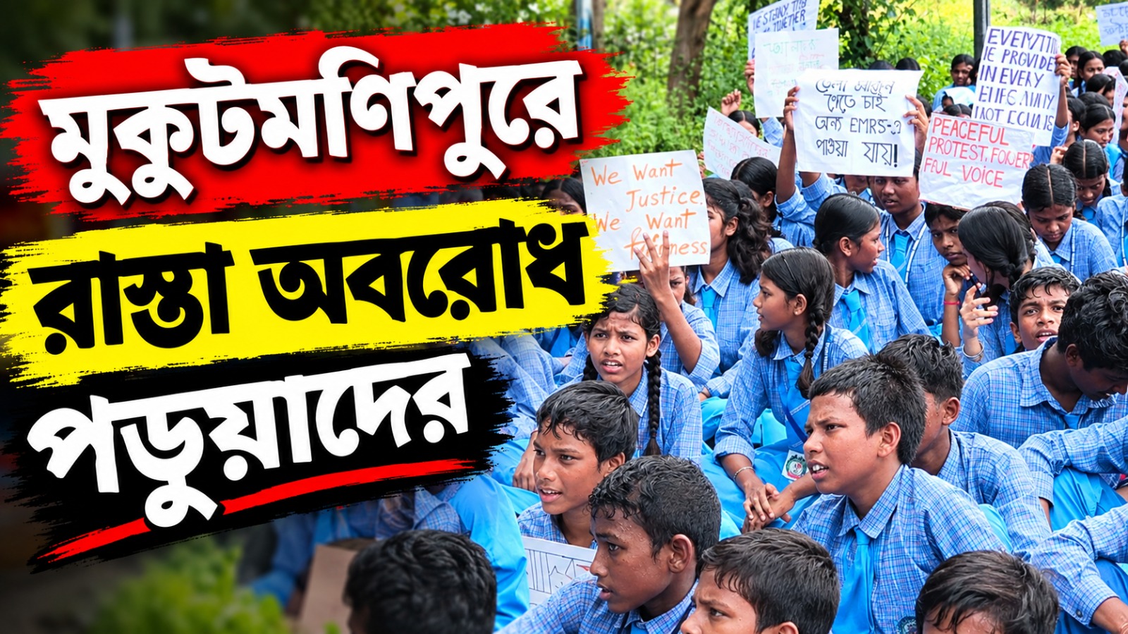 নিম্নমানের খাবার ও দুর্ব্যবহারের অভিযোগ! মুকুটমণিপুরে রাস্তা অবরোধ একলব্য স্কুলের পড়ুয়াদের