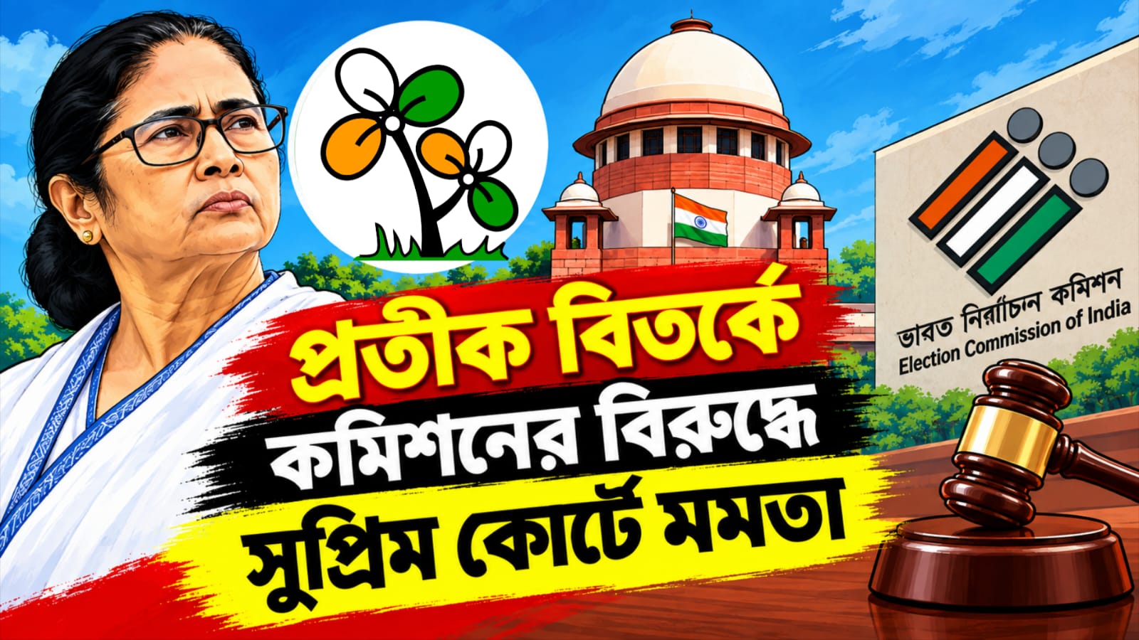 প্রতীক বিতর্কে কমিশনের বিরুদ্ধে সুপ্রিম কোর্টে মমতা, মামলায় যুক্ত ঋতব্রত গোষ্ঠীও
