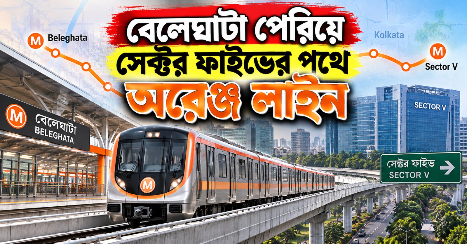 বেলেঘাটা পেরিয়ে সেক্টর ফাইভের পথে অরেঞ্জ লাইন, সফল ট্রলি পরীক্ষা