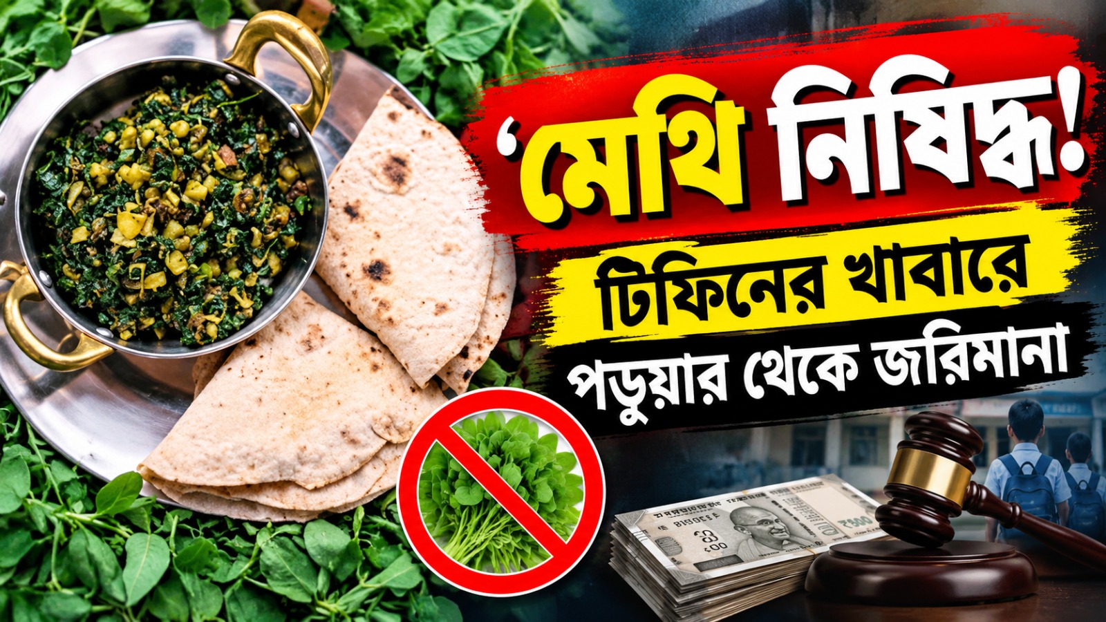 ‘মেথি নিষিদ্ধ’! টিফিনের খাবারে পড়ুয়ার থেকে জরিমানা