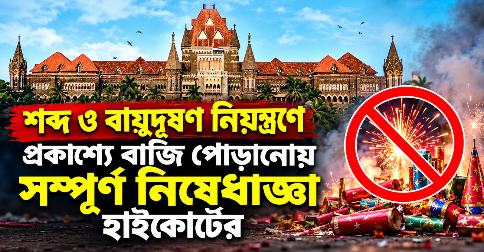 শব্দ ও বায়ুদূষণ নিয়ন্ত্রণে প্রকাশ্যে বাজি পোড়ানোয় নিষেধাজ্ঞা বম্বে হাই কোর্টের