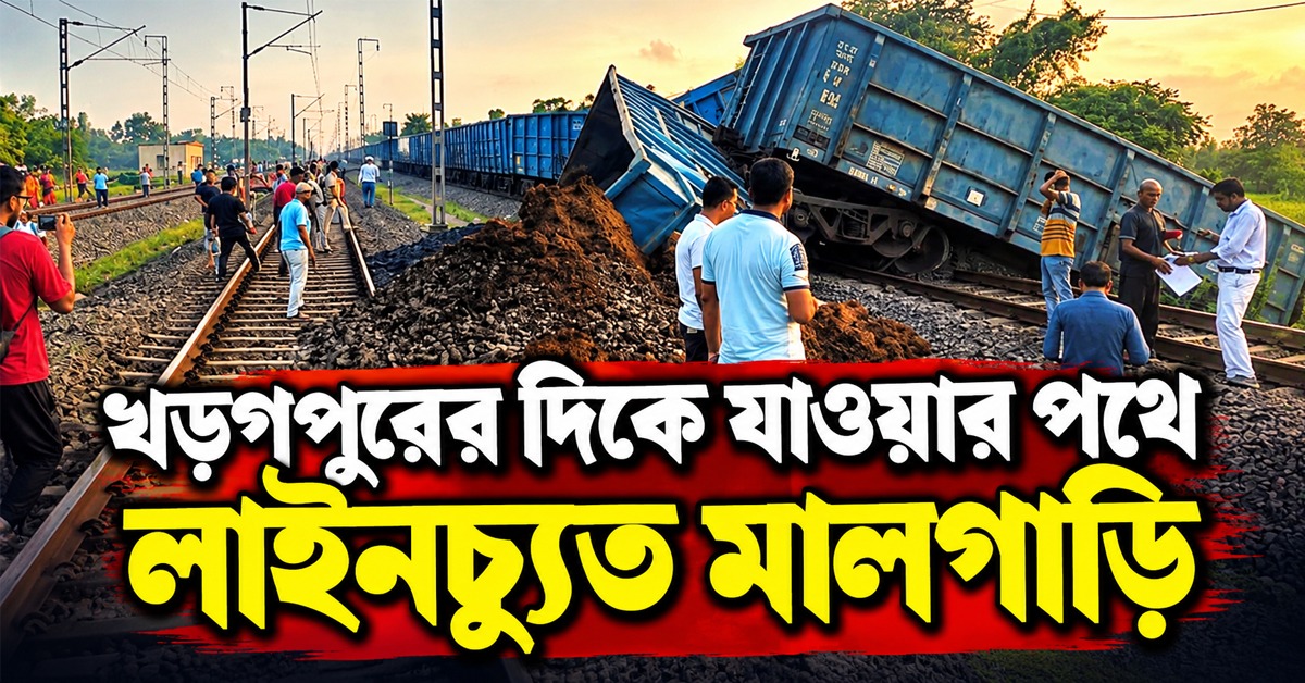 খড়গপুরের দিকে যাওয়ার পথে লাইনচ্যুত মালগাড়ি, ঘটনাস্থলে রেল আধিকারিকরা