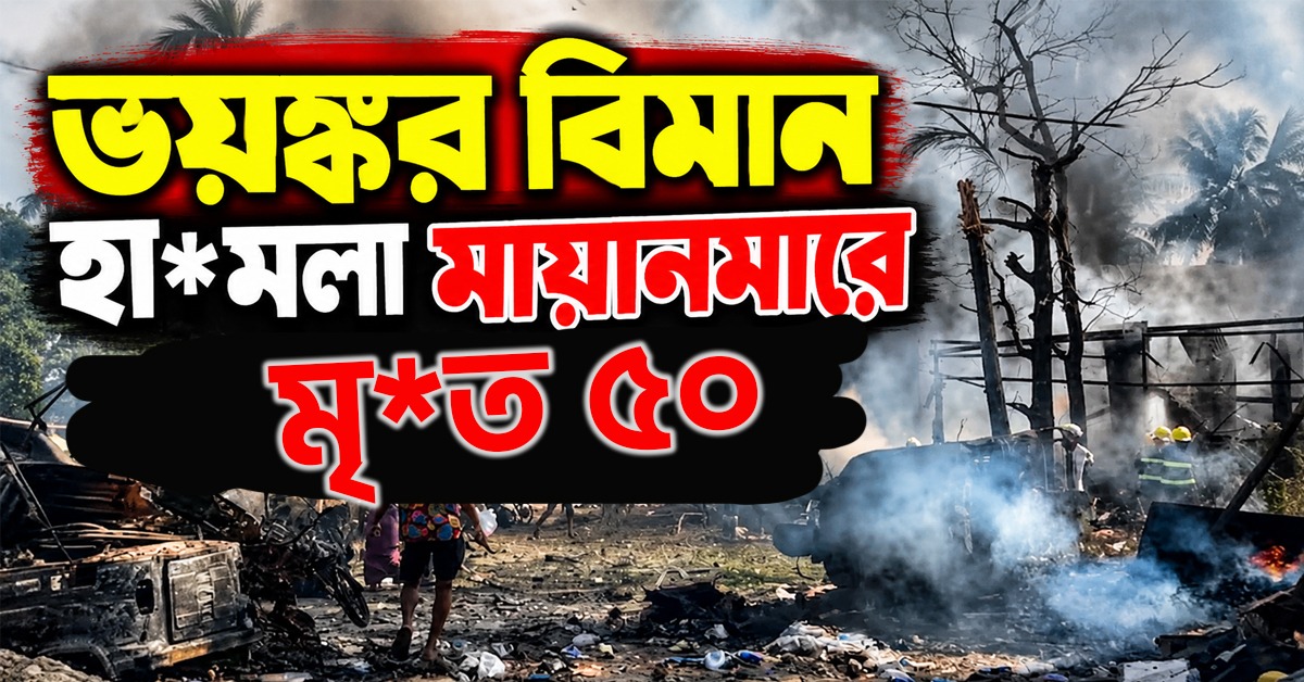 ভয়ঙ্কর বিমান হামলা মায়ানমারে, মৃত ৫০