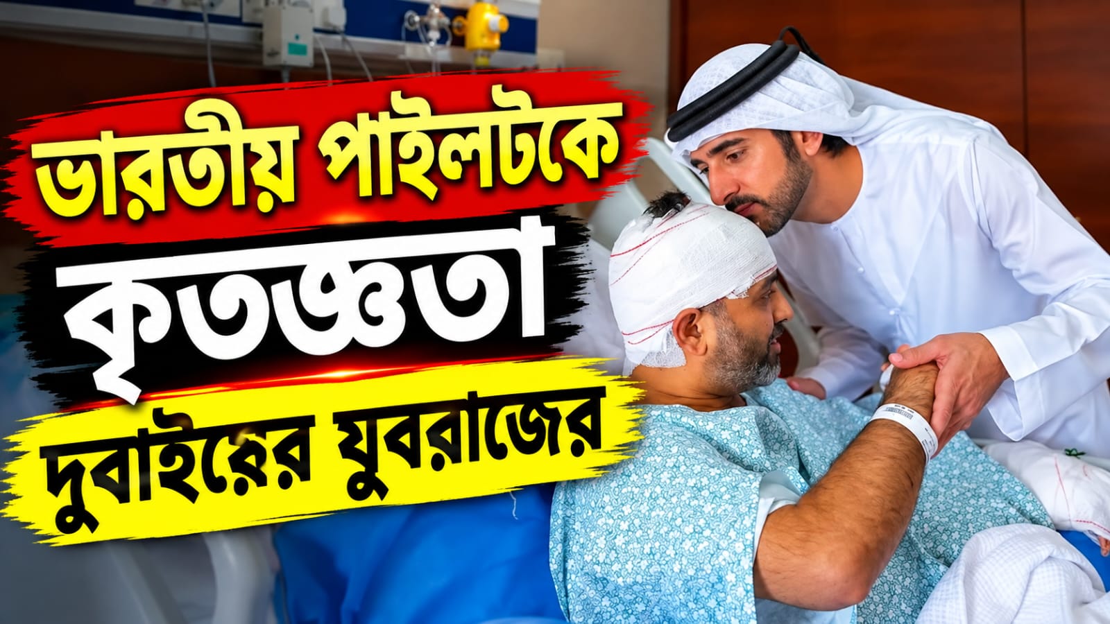 অভিনন্দন জানিয়ে স্মিতের কপালে স্নেহচুম্বন, ভারতীয় পাইলটকে কৃতজ্ঞতা দুবাইয়ের যুবরাজের