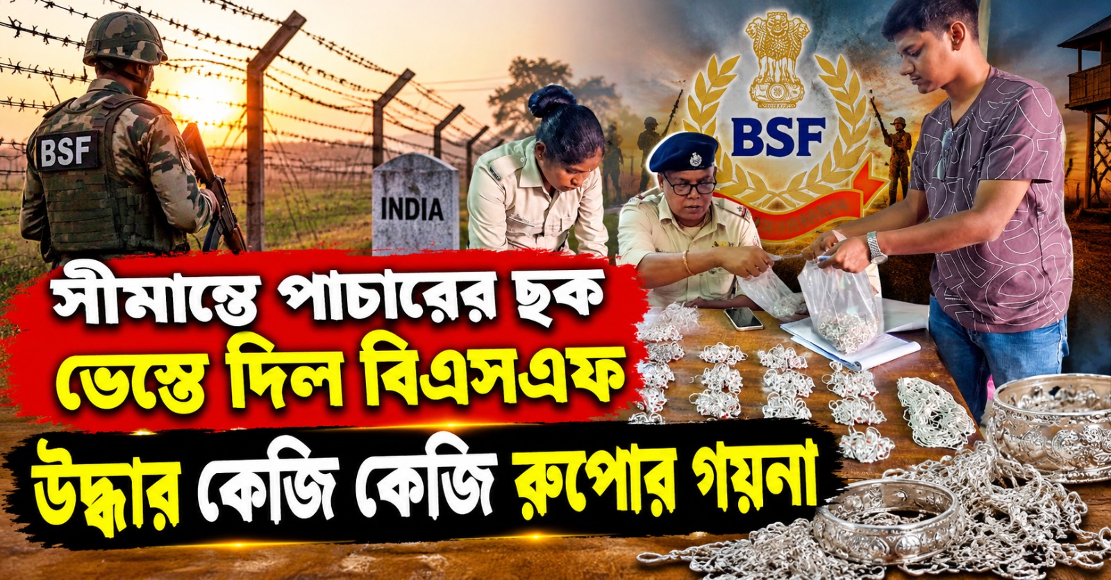 সীমান্তে পাচারের ছক ভেস্তে দিল বিএসএফ, উদ্ধার কেজি কেজি রুপোর গয়না