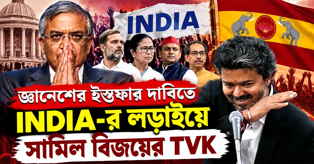 জ্ঞানেশের ইস্তফার দাবিতে INDIA-র লড়াইয়ে সামিল বিজয়ের TVK
