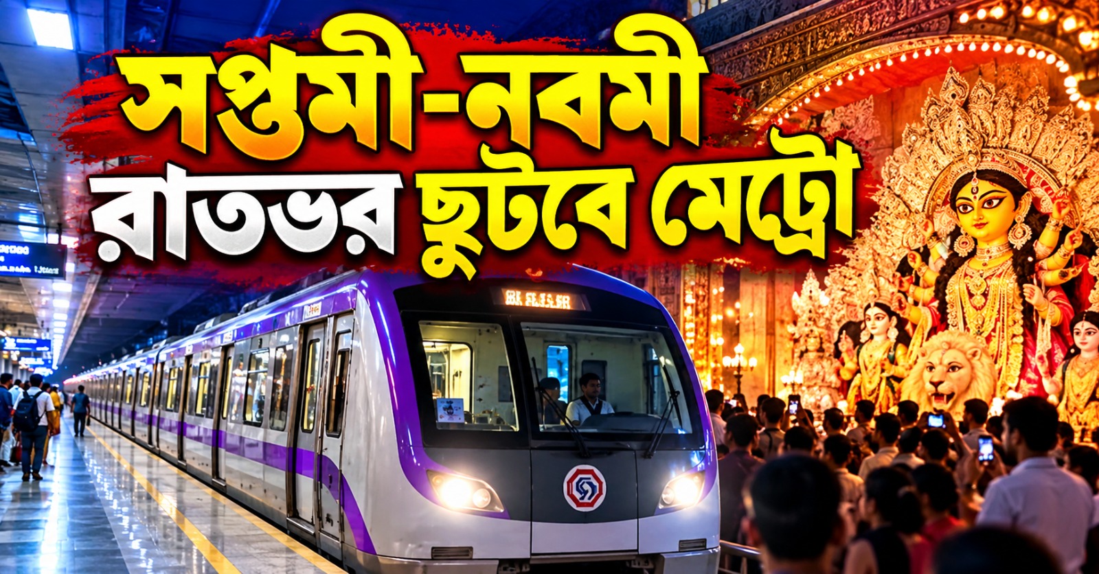 পুজোর ভিড়ে বড় স্বস্তি! সপ্তমী-নবমী রাতভর ছুটবে মেট্রো