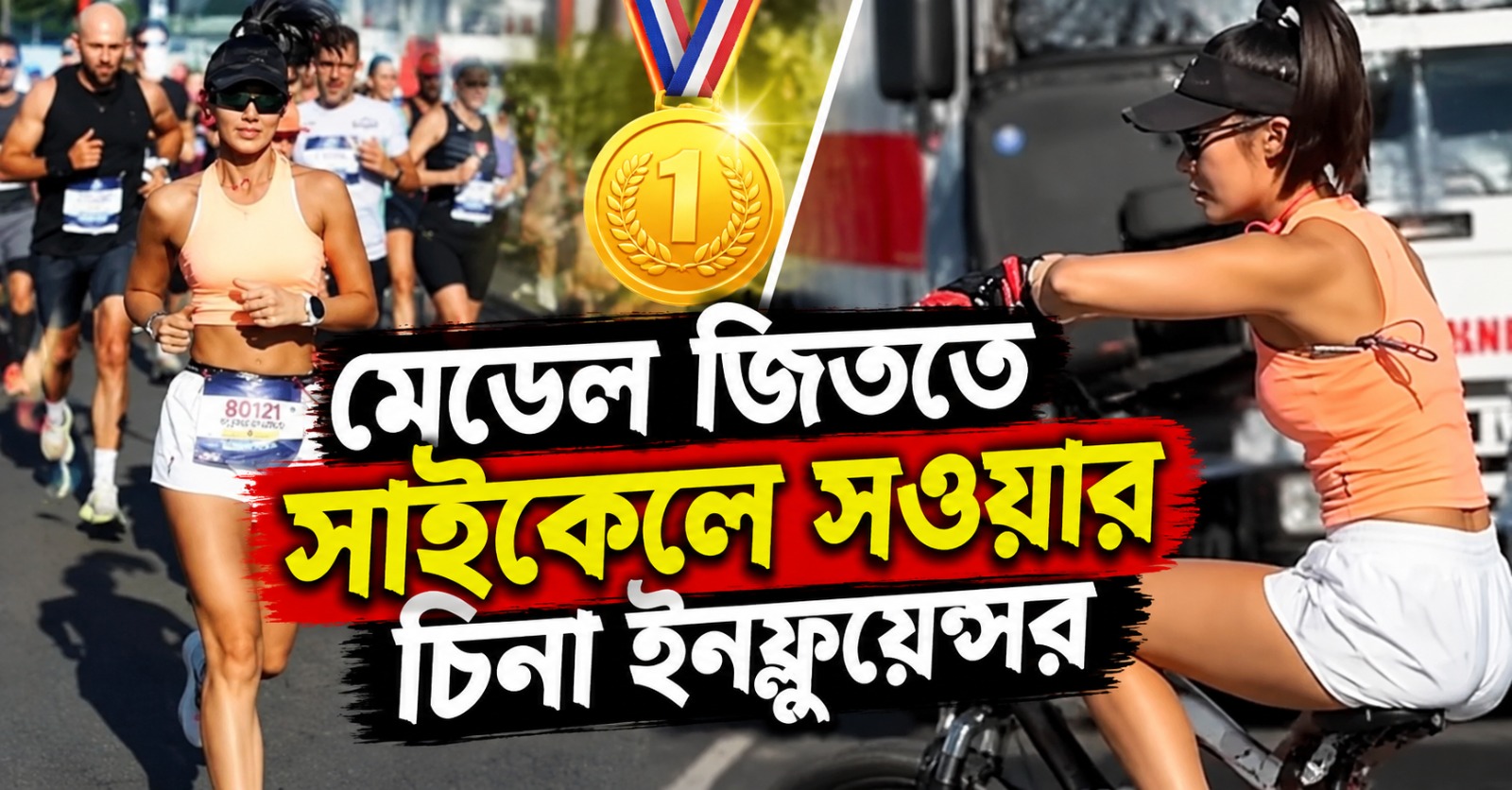 ম্যারাথনে শর্টকার্ট! মেডেল জিততে সাইকেলে সওয়ার চিনা ইনফ্লুয়েন্সর