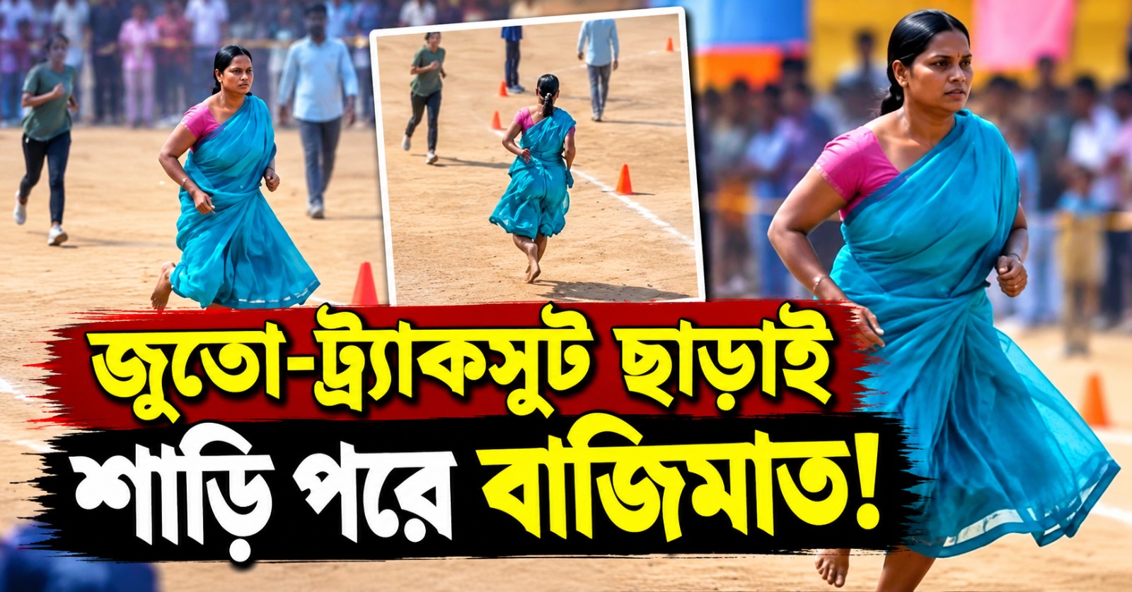 জুতো-ট্র্যাকসুট ছাড়াই শাড়ি পরে বাজিমাত! অদম্য ইচ্ছাশক্তির নাম কবিতা কুমারী