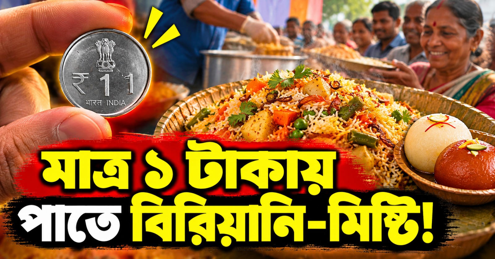 মাত্র ১ টাকায় পাতে বিরিয়ানি-মিষ্টি! মহালয়া থেকেই কলকাতায় শুরু ‘আহার ক্যান্টিন’