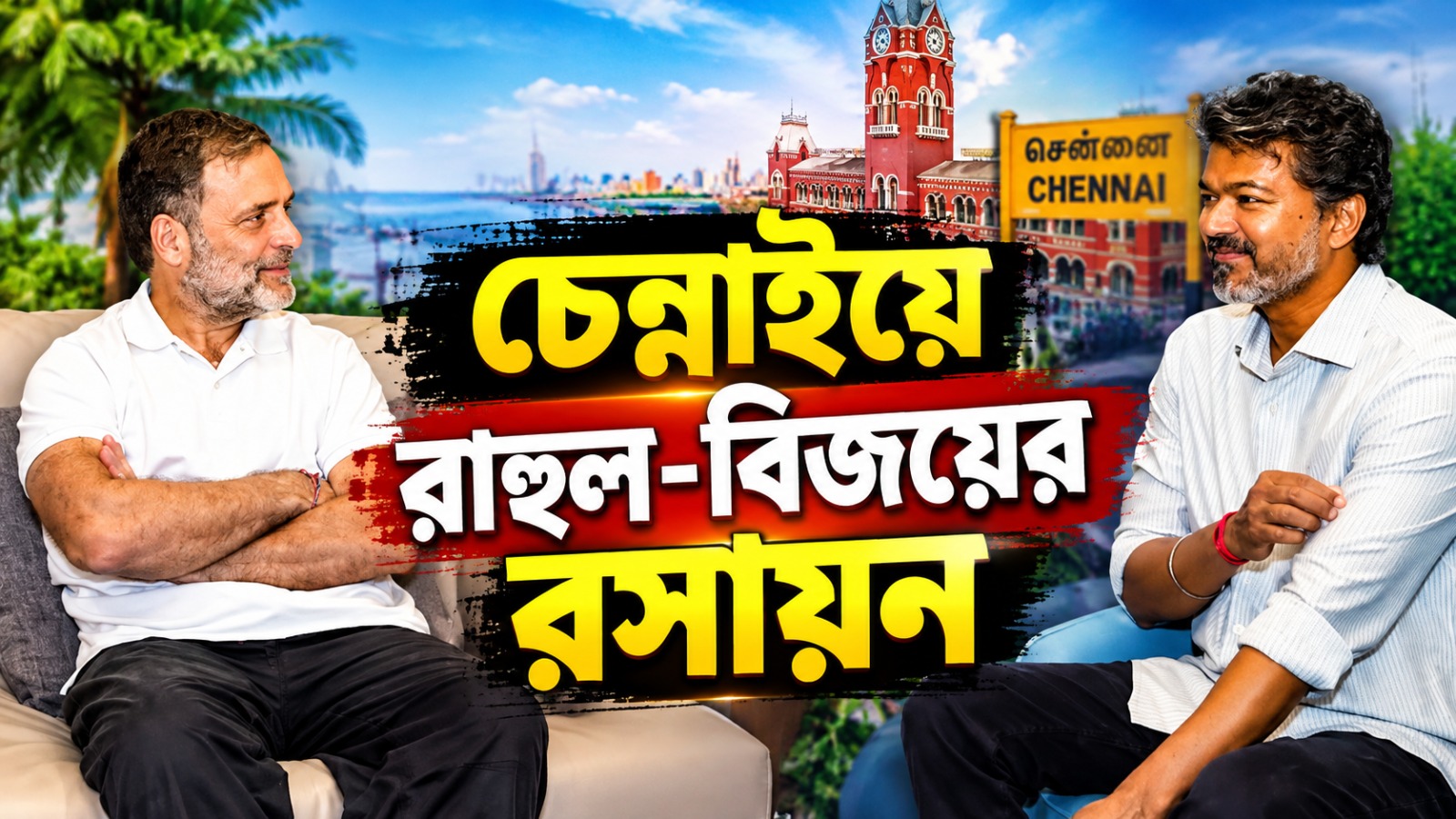 কফির টেবিলে তিরামিসু আর রাজনীতির রসায়ন! চেন্নাইয়ে বিজয়ের পাশে হাসিমুখে রাহুল