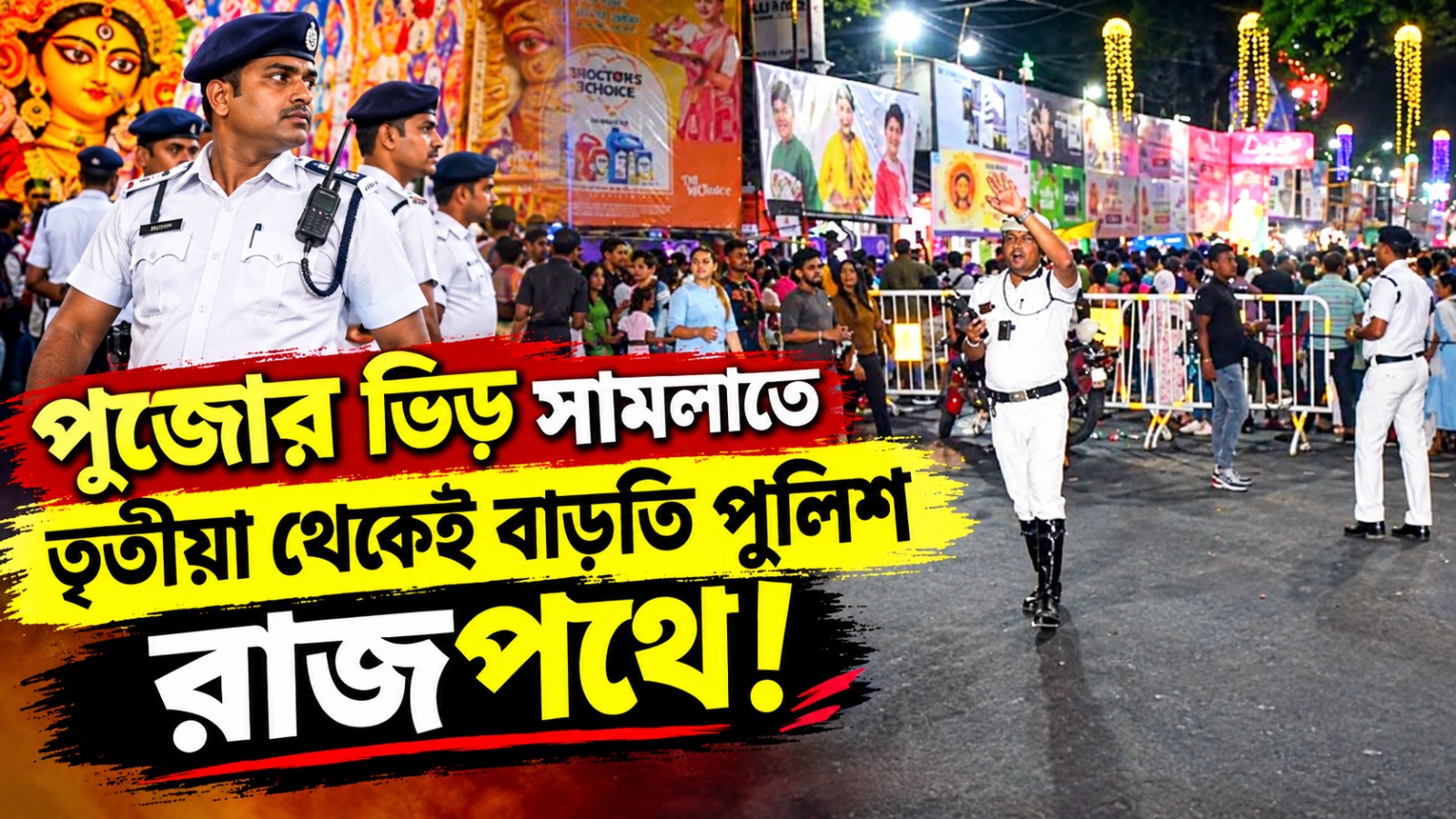 পুজোর ভিড় সামলাতে তৃতীয়া থেকেই বাড়তি পুলিশ রাজপথে!