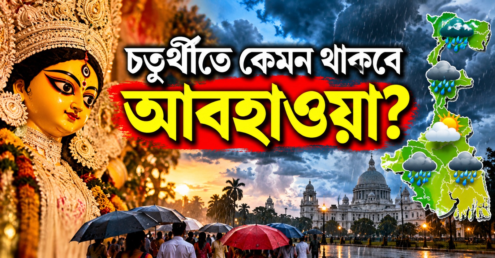 পুজোর চতুর্থীতে আজ কলকাতা-সহ একাধিক জেলায় বৃষ্টির পূর্বাভাস!