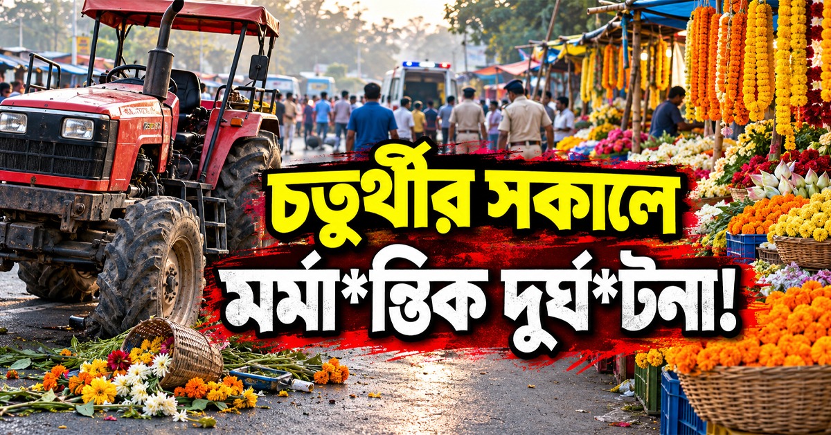 চতুর্থীর সকালে মর্মান্তিক দুর্ঘটনা, ফুল কিনতে গিয়ে ট্রাক্টরের ধাক্কায় মৃত্যু কাকা- ভাইঝির!